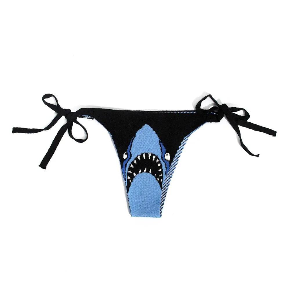1XBLUE Shark Bikini Bottoms - S - Blue